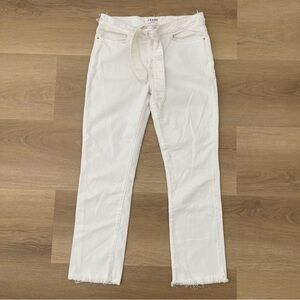 Frame Denim White Raw Hem Mid-rise Straight Jeans Size 27